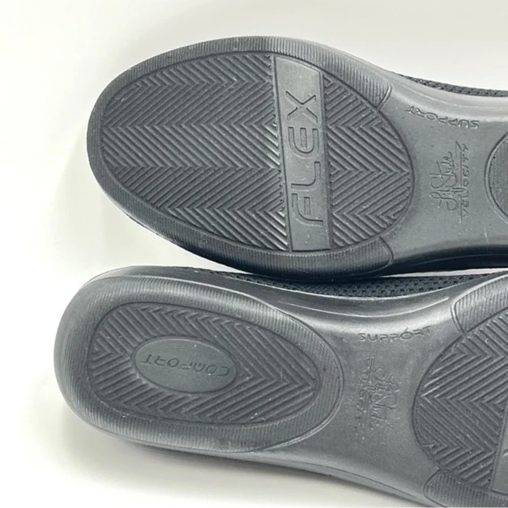 NEW LifeStride Womens‎ Size 6.5 Immy Black Knit Slip On Low Wedges Loafers Shoes